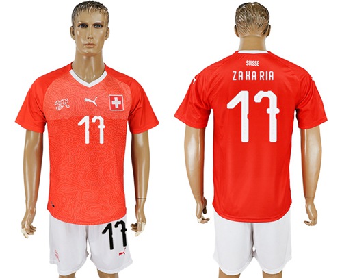 Switzerland #17 Zakaria Red Home Soccer Country Jersey